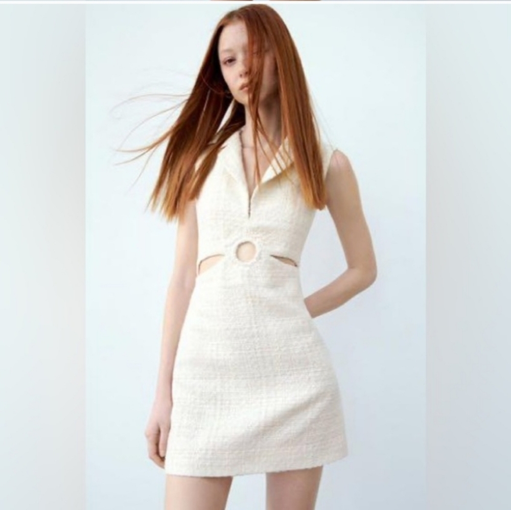 Zara textured cut-out mini dress M